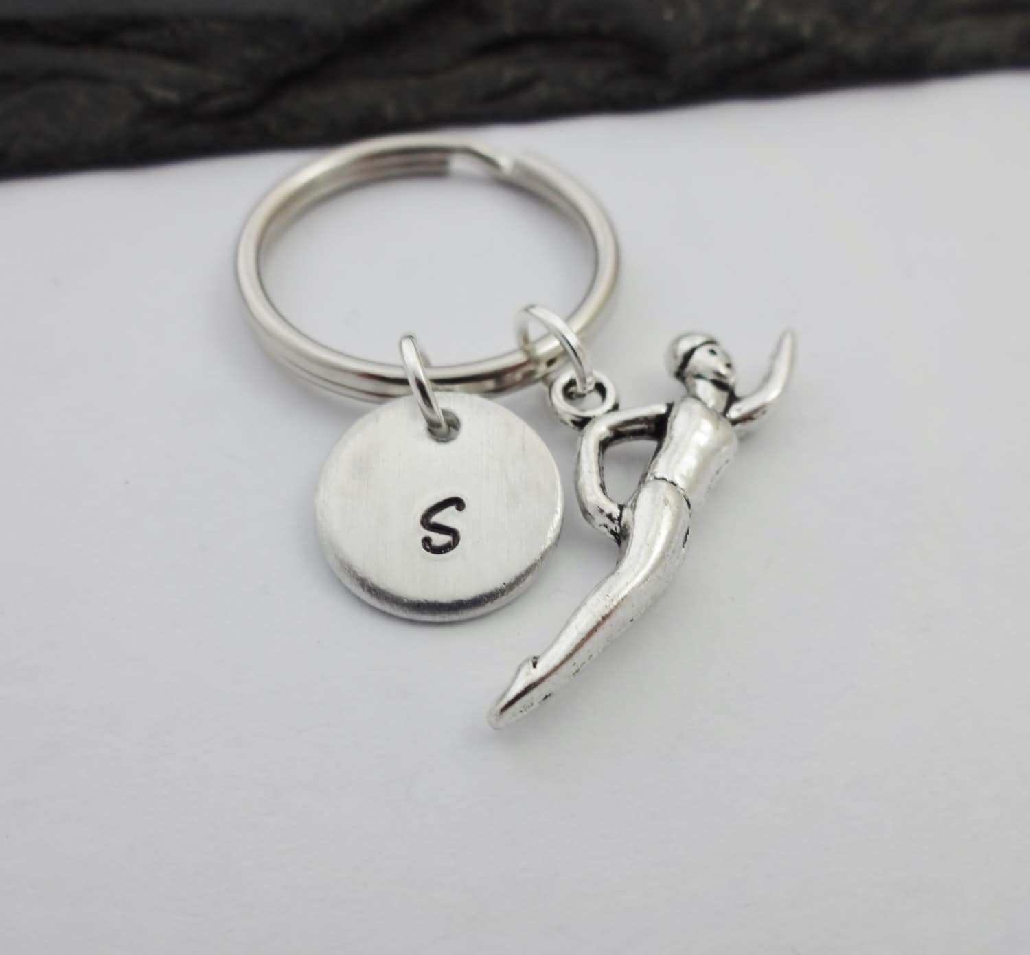 Swimming Keyring Initial Swimming Keyring Swimming Keychain Etsy