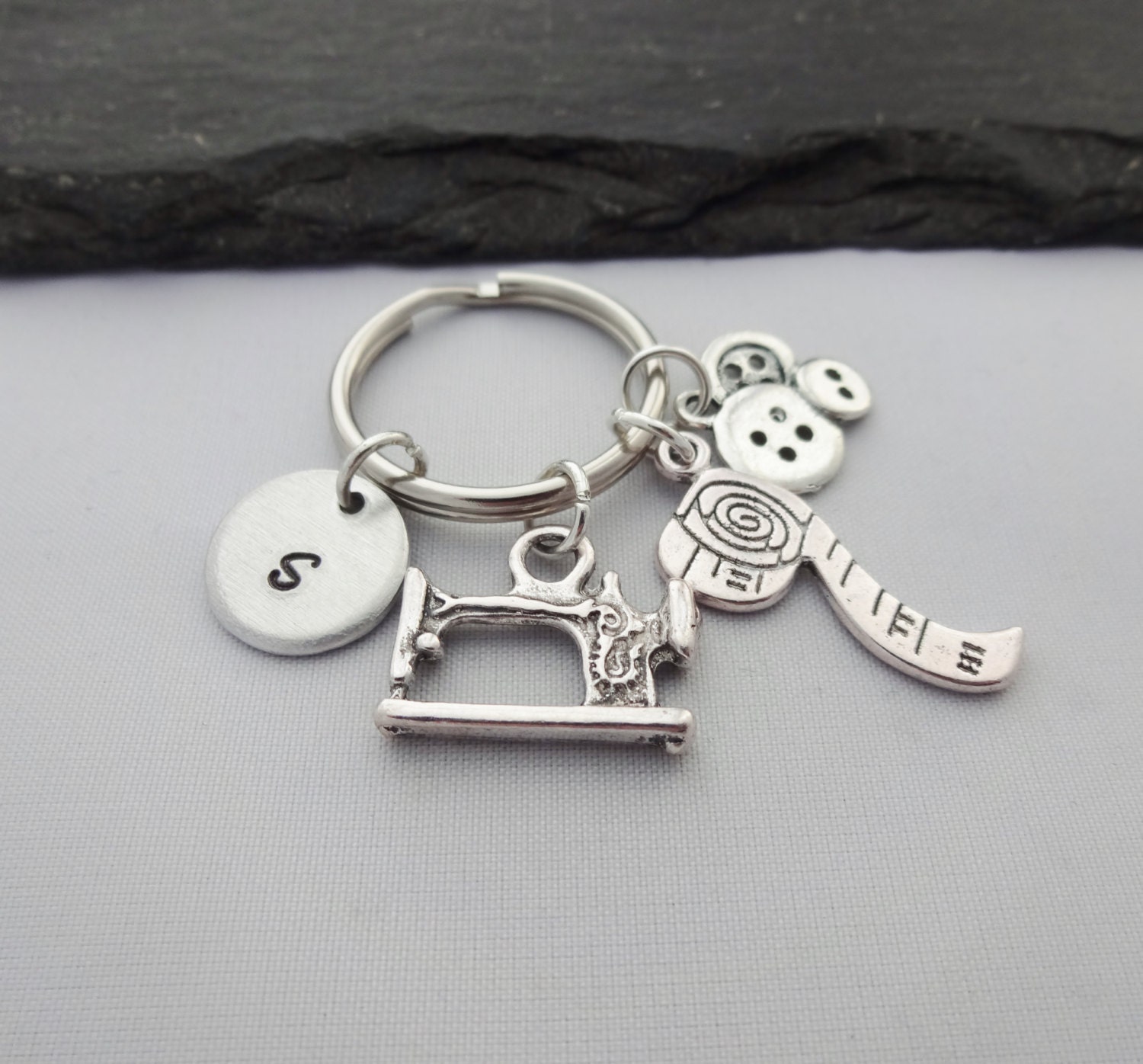 Sewing Keyring Initial Sewing Keyring Hand Stamped Sewing Etsy 日本