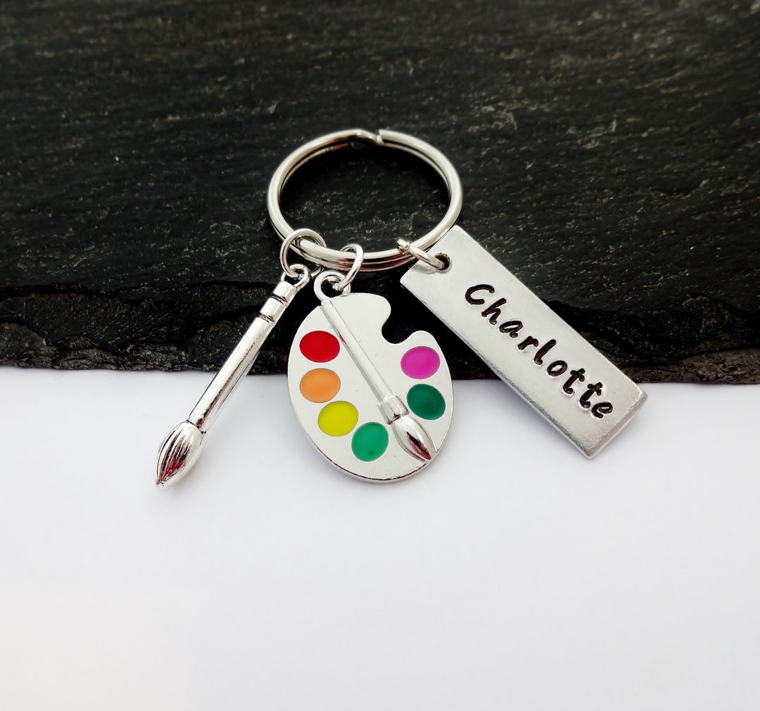 Paint Palette Keyring, Gift for Artist, Personalised Gifts, Name