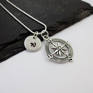 Initial Compass Necklace, Travel Necklace, Initial Charm Necklace, Travel Gift, Traveller Gifts, Personalised Travel Gifts, Travel Jewellery image 7