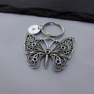 Butterfly Keychain, Butterfly keyring, Initial Butterfly Keyring, Hand Stamped Keyring, Butterfly Charm, Personalised Gift, Butterfly Gift image 5
