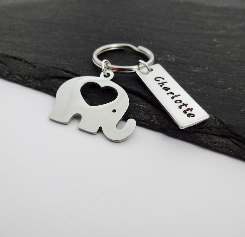 Personalised Elephant Keyring Elephant Gift Personalized Etsy