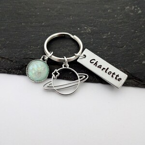 Planet Keyring, Personalised Space Keyring, Space Gift, Name Keychain, Hand Stamped, Personalized Gifts, Outer Space Gifts, Astronomy Gifts image 6
