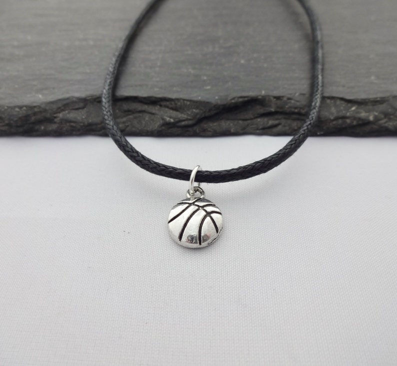 Basketball Choker, Basketball Necklace, Basketball Gift, Basketball Gifts, Black Cord Necklace, Charm Necklace, Sport Necklace, Jewelry Bild 5