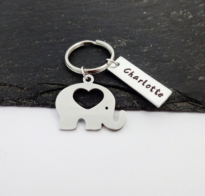 Personalised Elephant Keyring Elephant Gift Personalized Etsy