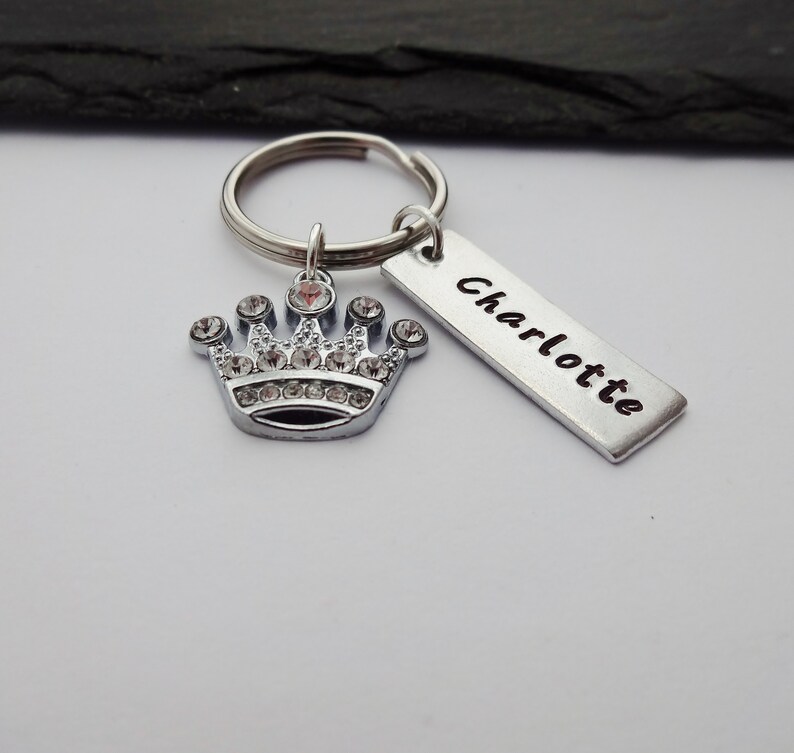 Crown Keychain Name Keyring Crown Keyring Charm Princess Etsy