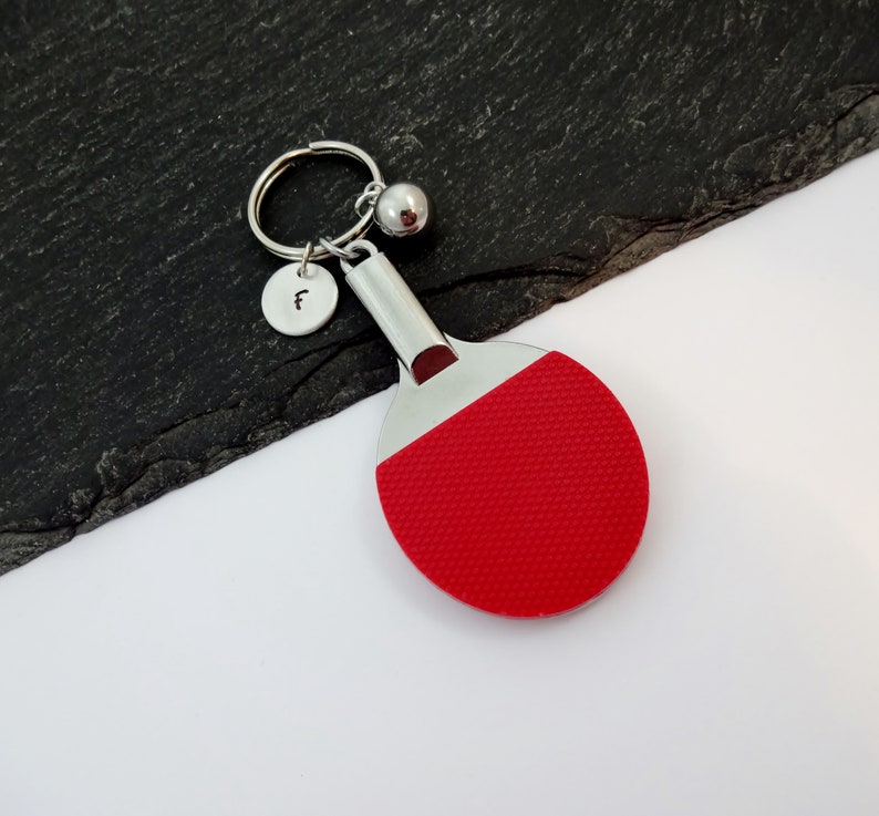 Table Tennis Keyring, Initial Keyring, Sports Keychain, Hand Stamped, Table Tennis Gift, Personalised Table Tennis Gifts, Sports Keyring image 5