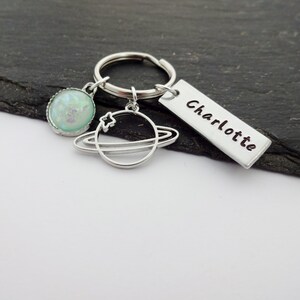 Planet Keyring, Personalised Space Keyring, Space Gift, Name Keychain, Hand Stamped, Personalized Gifts, Outer Space Gifts, Astronomy Gifts image 5