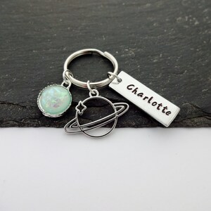 Planet Keyring, Personalised Space Keyring, Space Gift, Name Keychain, Hand Stamped, Personalized Gifts, Outer Space Gifts, Astronomy Gifts image 8