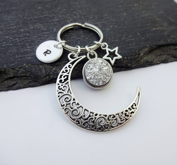 Full Moon Keychain, Full Moon Key Ring, Moon Phases Gift, Wiccan