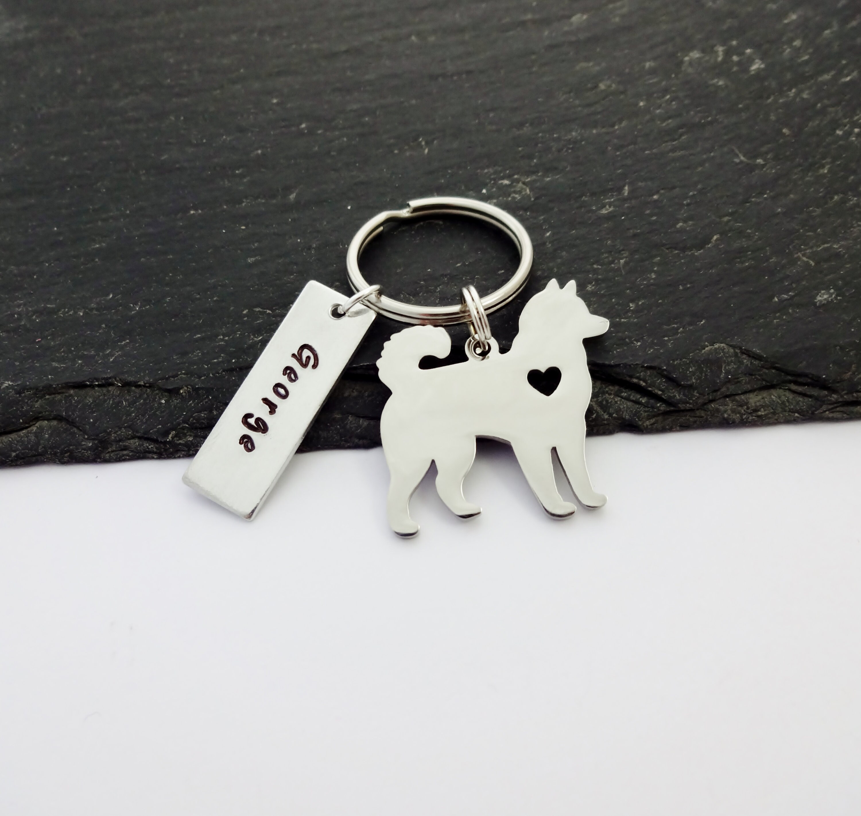 Personalised Dog Keychain Name Keyring Hand Stamped Gifts Etsy UK