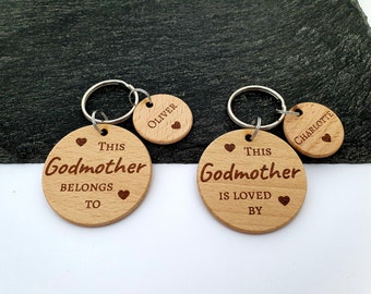 Llavero "Esta madrina pertenece a", "Esta madrina es querida por", regalo para madrina, regalos para madrina, regalo personalizado para padrino/madrina