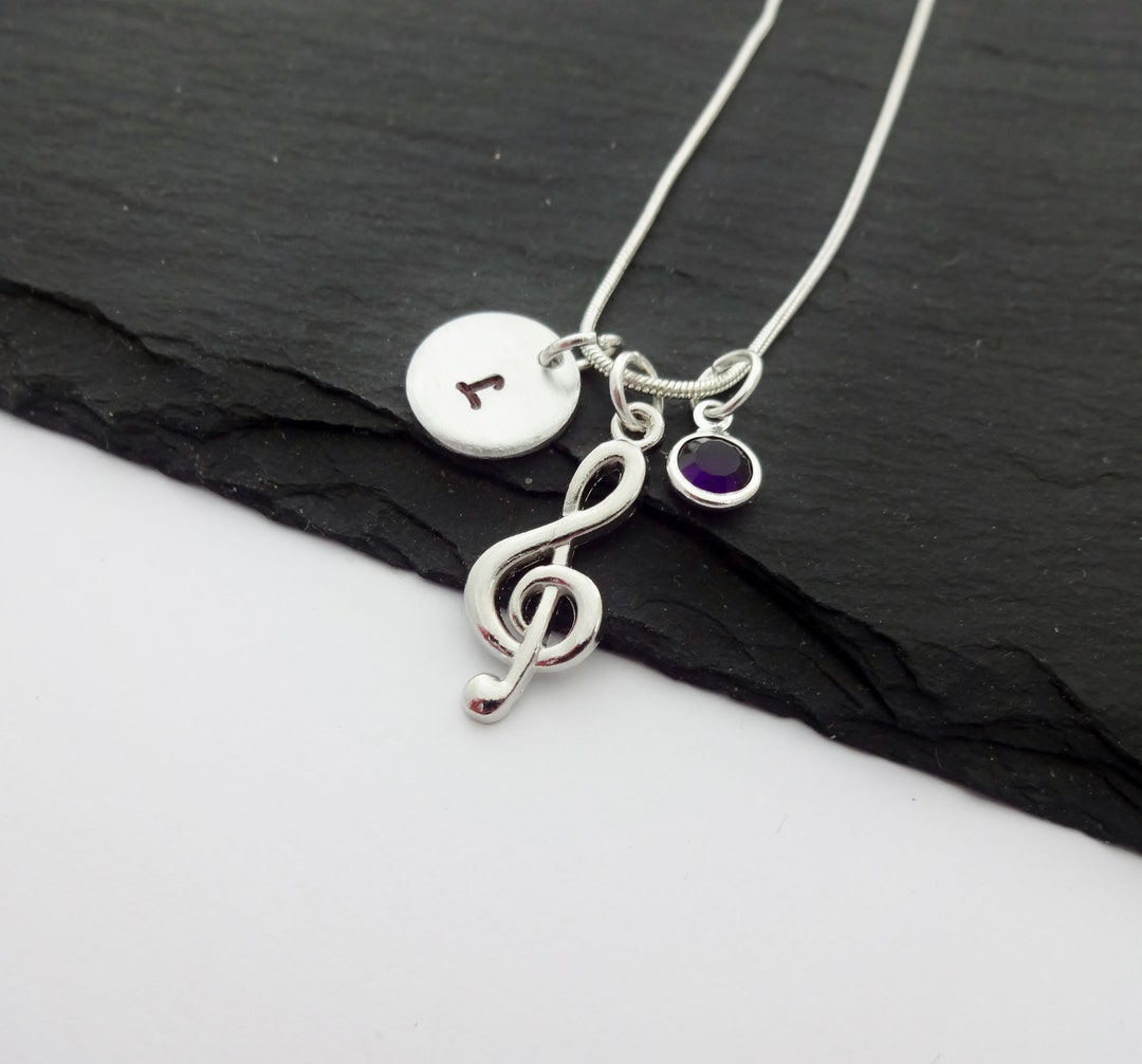 Treble Clef Necklace, Music Jewellery, Charm Necklace, Musical Note