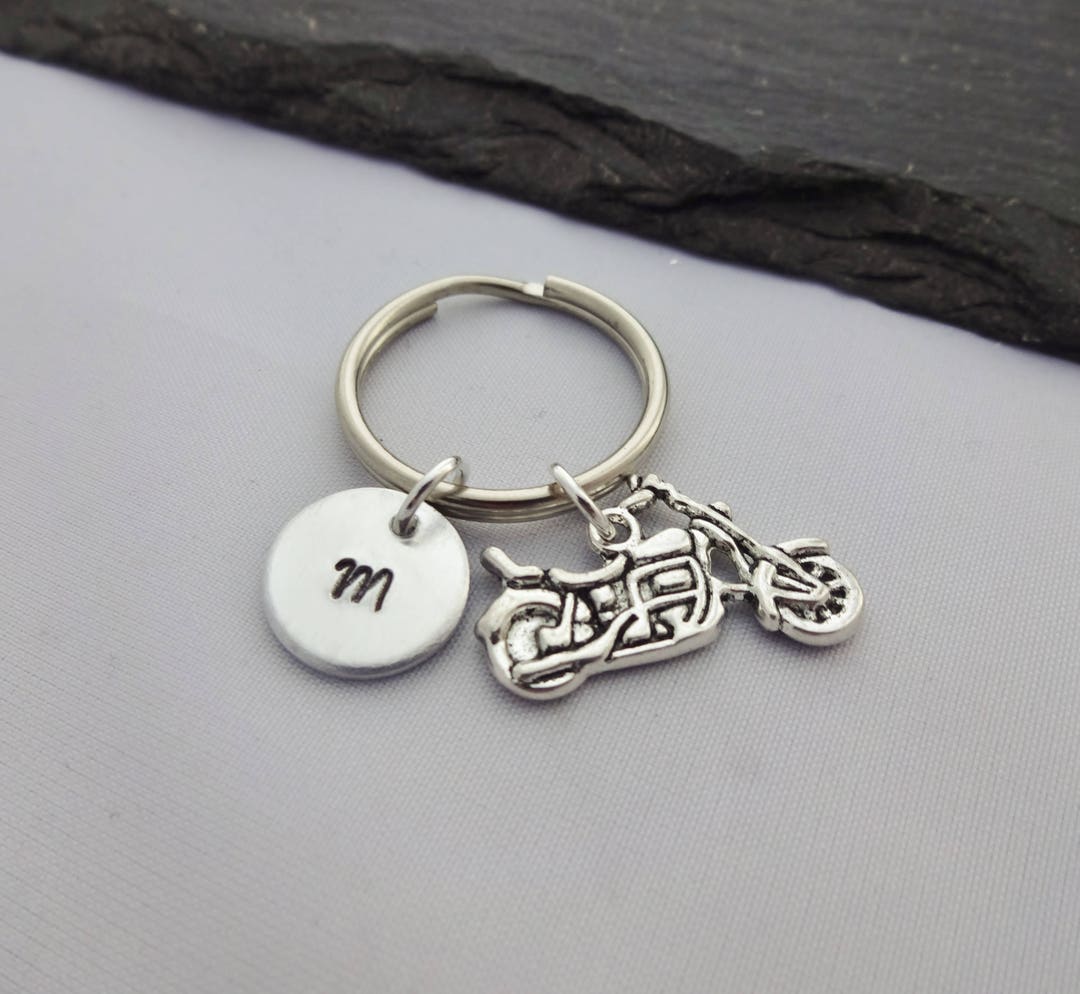 Initial Motorbike Keyring, Hand Stamped Keyring,motorcycle Keyring,bike