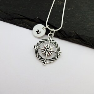 Initial Compass Necklace, Travel Necklace, Initial Charm Necklace, Travel Gift, Traveller Gifts, Personalised Travel Gifts, Travel Jewellery image 3