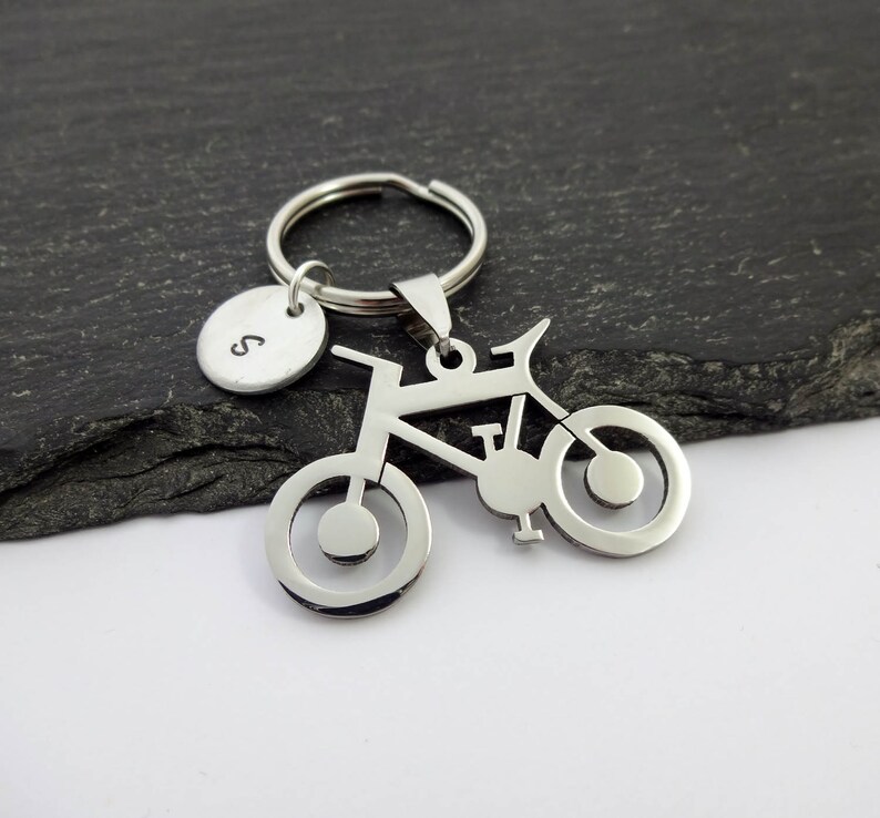 Bicycle Keyring Initial Bike Keyring Hand Stamped Keyring Etsy