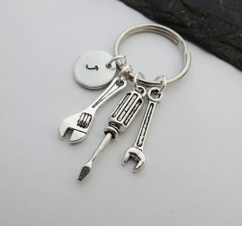Mechanic Keyring Initial Keychain Tool Keyring Hand Stamped Etsy UK