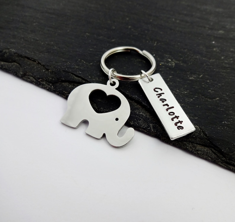 Personalised Elephant Keyring Elephant Gift Personalized Etsy