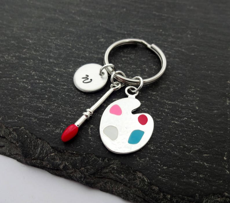 Paint Keyring Hand Stamped Artist Keyring Initial Keychain Etsy UK
