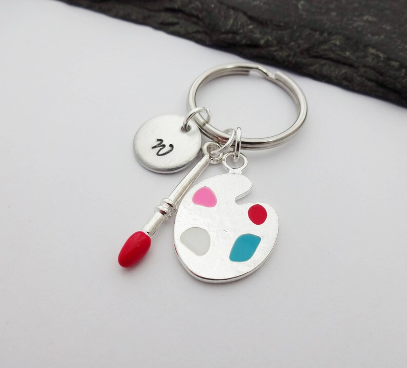 Paint Keyring Hand Stamped Artist Keyring Initial Keychain Etsy UK