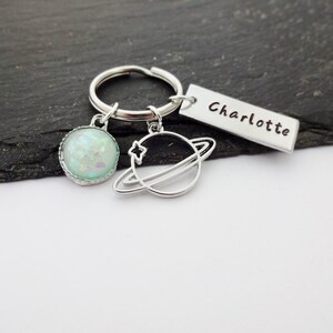 Planet Keyring, Personalised Space Keyring, Space Gift, Name Keychain, Hand Stamped, Personalized Gifts, Outer Space Gifts, Astronomy Gifts image 4
