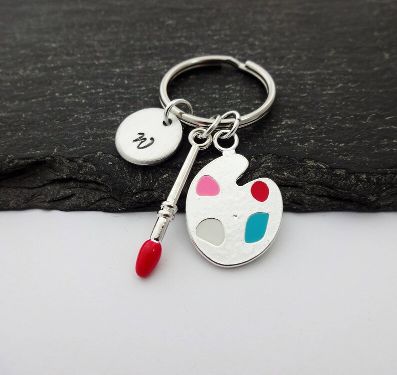 Paint Keyring Hand Stamped Artist Keyring Initial Keychain Etsy UK