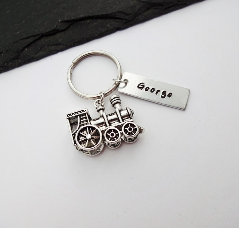 Train Keyring, Train Gifts, Name Keyring, Train Keychain, Personalised Gifts, Charm Keyring, Train Lover Gift, Train Driver Gift image 2