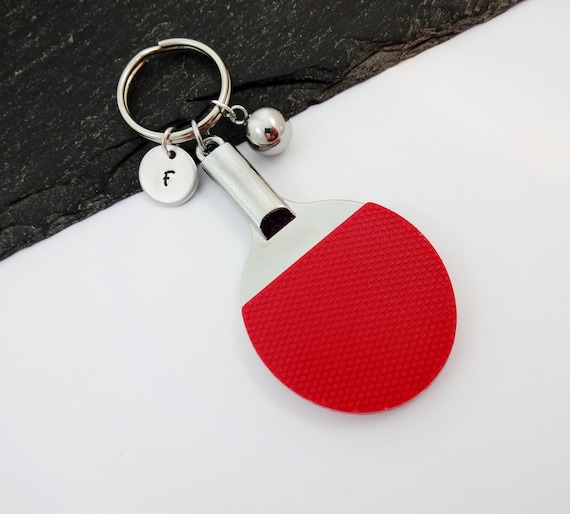 Table Tennis Keyring, Initial Keyring, Sports Keychain, Hand Stamped, Table Tennis Gift, Personalised Table Tennis Gifts, Sports Keyring