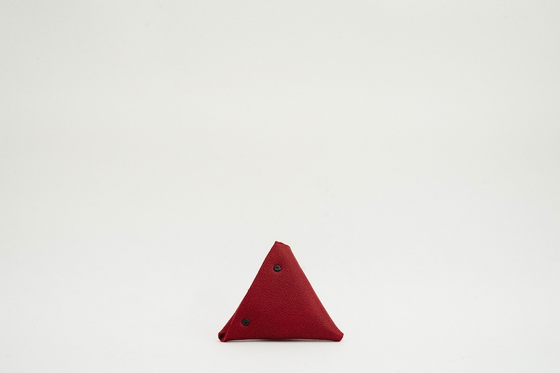 MumDad Gifts Triangular Money Pouch Handmade Leather Wallet Rich Red Full Grain Leather Gifts for HimHer Leather Coin Purse