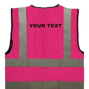 Hot Pink Child Girl Reflective Custom Text Logo Printed Safety Vest Hi Visibility Logo Sport Group School 0 to 12 months Sz 3 to 11 yrs image 1