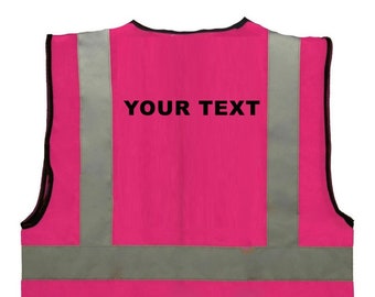 Hot Pink Child Girl Reflective Custom Text Logo Printed Safety Vest Hi Visibility Logo Sport Group School 0 to 12 months Sz 3 to 11 yrs