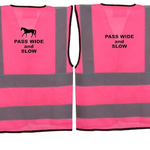 Pink Equestrian Riding Child Vest Printed Riding Safety Custom Reflective Safety HiVis Group School  3-5, 6-8, 9-11 years