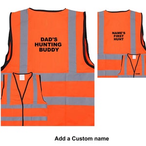 Child Hunting Vests Blaze Orange Safety Custom Print Fluorescent Reflective Hi Visibility First Hunt Dad&#39;s Hunting Buddy