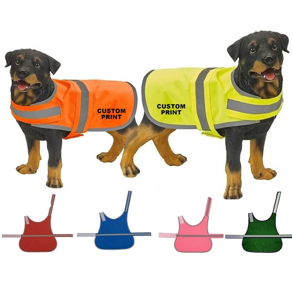 Dog Coat Vest Custom Printed or Unprinted Reflective Personalised Yellow Orange Pink Red Green Bespoke Hi Vis Pet Clothes Yoko S M L