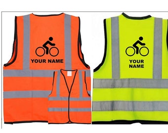 Bike Vests Children Printed Reflective Safety Custom Bicycle Logo Name Yellow Orange Hi Visibility Train Car Printed Baby to 12 yrs