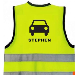 Children Vests Custom Printed Choose Train Car or Tractor with Name Reflective Safety Logo Text Orange Yellow Hi Visibility Baby Child 12 yr