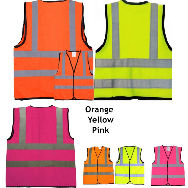 Reflective Children's Safety Vest: Hi-Vis Pink, Yellow, Orange image 2
