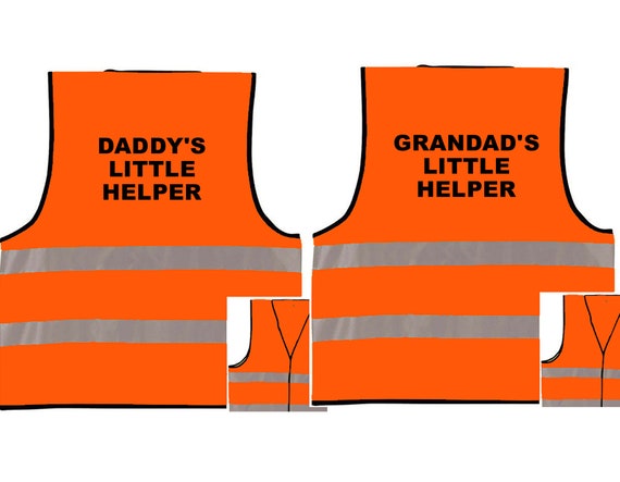Hi Visibility Baby Vest Printed /"GRANDADS LITTLE HELPER/"