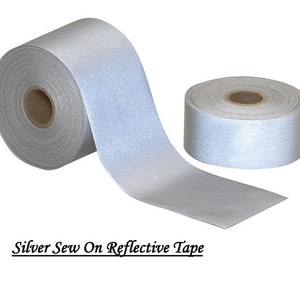 Silver Reflective Sew On Tape Viz Grey 50mm 2 Wide Hi Visibility By Metre Lengths image 1