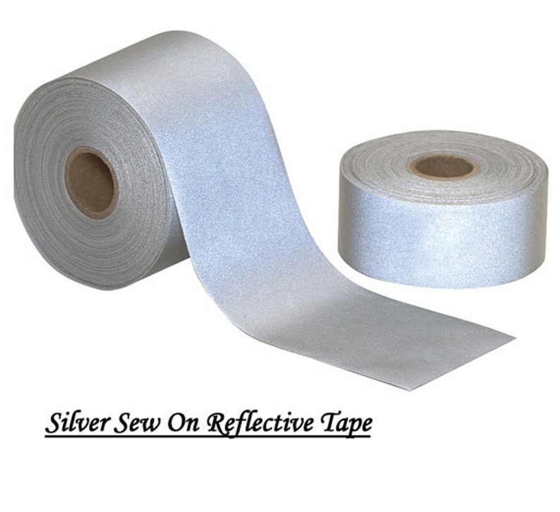 Silver Reflective Sew On Tape Viz Grey 50mm 2 Wide Hi Visibility By Metre Lengths image 1