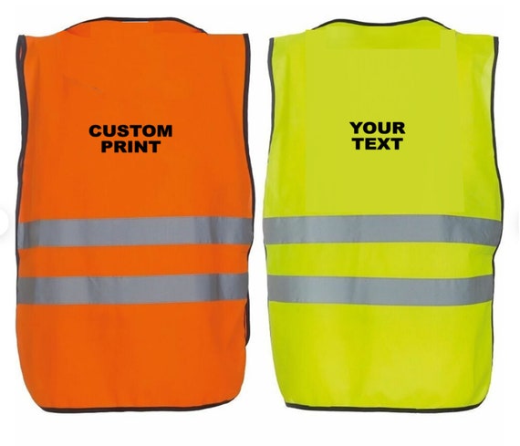 Custom Print Safety Vest Reflective Bib Tabard Orange Yellow Yoko Hi  Visibility Bespoke Adult Sm/med Lg/xl 