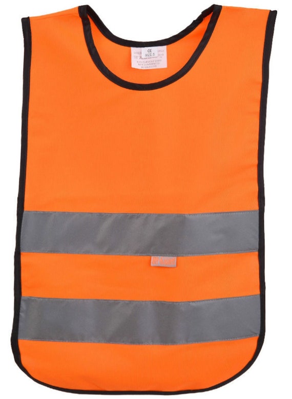 ツ Kinder reflektierende Latz-Sicherheits-Latzwappen-Weste Hallo  Sichtschürze-Personalisierung verfügbar druckbare Orange Sz S M L - .de