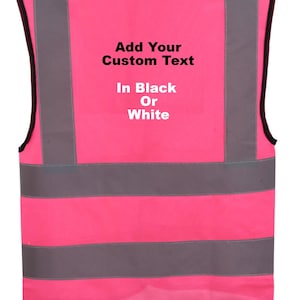Child Vests Pink Reflective Custom Printed Safety Hi Visibility Sports Groups School Bespoke Personalize HiVis Sizes 6-8, 9-11 years Blanks