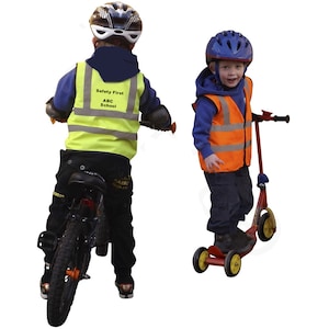 Child & Infant Printed Customized Reflective Safety Vest Yellow Orange HiVis  Logo Sport Group School Baby Toddler Sz 0-6 mo to 9-11 years