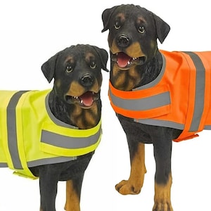 Dog Coat Vest Custom Printed or Unprinted Reflective Personalised Yellow Orange Pink Red Green Bespoke Hi Vis Pet Clothes HiVis Safety S M L