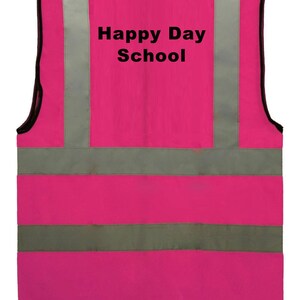 Hot Pink Child Girl Reflective Custom Text Logo Printed Safety Vest Hi Visibility Logo Sport Group School 0 to 12 months Sz 3 to 11 yrs image 4