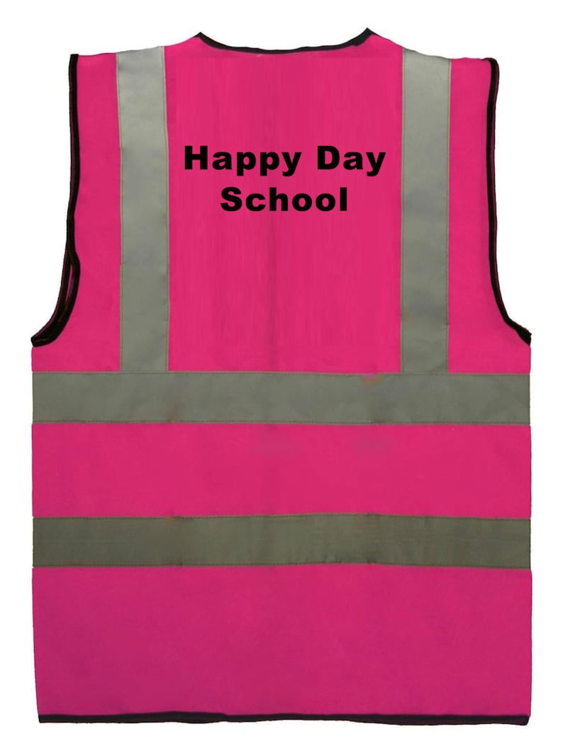 Hot Pink Child Girl Reflective Custom Text Logo Printed Safety Vest Hi Visibility Logo Sport Group School 0 to 12 months Sz 3 to 11 yrs image 4