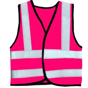 Hot Pink Child Girl Reflective Custom Text Logo Printed Safety Vest Hi Visibility Logo Sport Group School 0 to 12 months Sz 3 to 11 yrs image 2