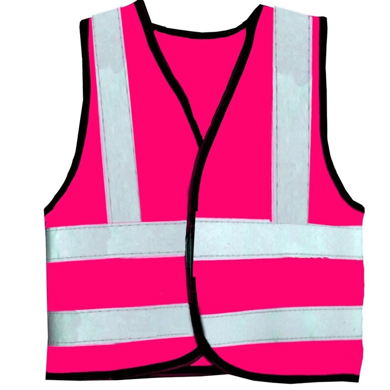 Hot Pink Child Girl Reflective Custom Text Logo Printed Safety Vest Hi Visibility Logo Sport Group School 0 to 12 months Sz 3 to 11 yrs image 2