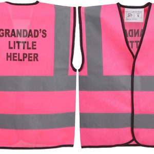 Child Baby Vest Toddler Reflective Hi Vis Safety Wear Yellow Pink Waistcoat Print Mommy Daddy&#39;s Grandad&#39;s Mummy&#39;s Little Helper Toddler